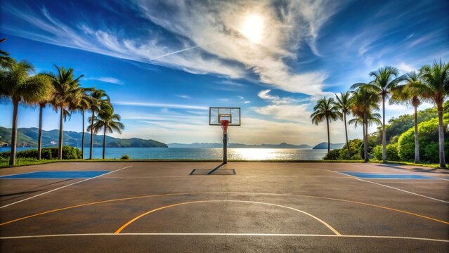Basketball court on the Island of Janitzio Worm's Eye View