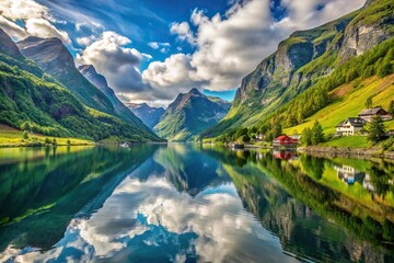 beautiful landscapes of norwegian fjords in summer