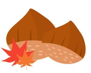 栗と楓、もみじ。ベクターイラスト