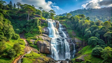 Fototapeta premium Beautiful waterfall in the Western Ghats Mountains of Munnar, Kerala