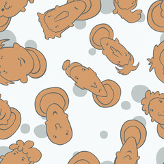 Seamless background with funny faces of anthropomorphic creatures. Humorous characters with different emotions