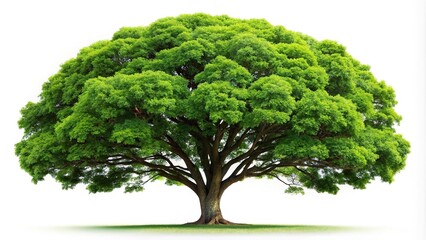 Fototapeta premium Big tree with green leaves on white background