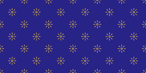 Seamless geometric pattern. Yellow stars on navy blue background.