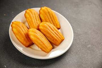 sweet biscuit Madeleine dessert Christmas cookie treat Fresh delicious gourmet food background on the table rustic food top view copy space