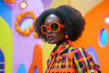 A vibrant Halloween fashion show blending style and playful creativity in vivid colors