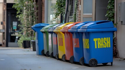 Vibrant Garbage Cans in Urban Alley