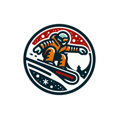 Snowboarding rider. winter active sports modern design isolated vector illustration 