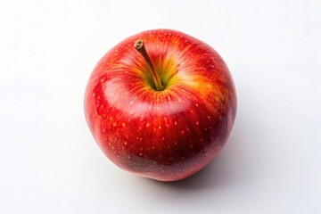 Bird's eye view of a red royal gala apple on a white background