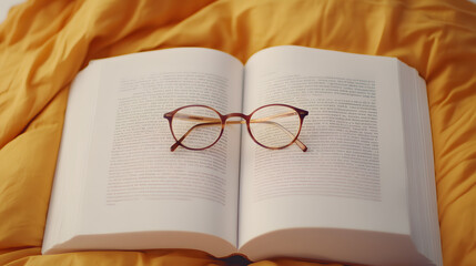 Reading Glasses Resting on an Open Book | Relaxing and Intellectual Atmosphere for Study and Learning