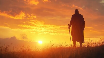A knight standing at the edge of a battlefield at dawn, preparing for the final charge, epic battle, courage and sacrifice