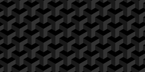 	
Minimal Vector geometric cube hexagon surface texture design. dark black block cubic mete glossy thin smooth structure isometric grid banner wallpaper.	

