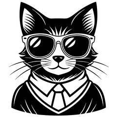 Obraz premium black and white cat head