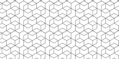 Emboss black cube line polygonal grid connection seamless digital futuristic hexagon honeycomb vector grid fence wave cube line abstract geometric background.	
