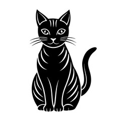 black and white cat vector art