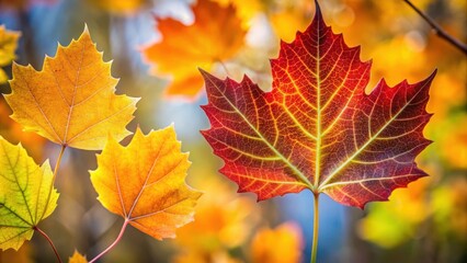 Fototapeta premium Soothing close up merge of sycamore and aspen leaves with delicate swirls