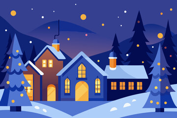 Fototapeta premium christmas night landscape