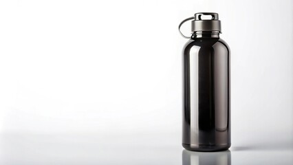 Black water bottle isolated on white background
