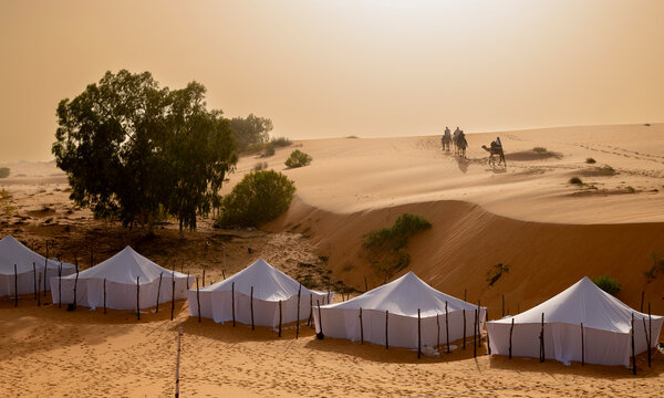 Atardecer en el desierto de Lompoul, SENEGAL.
Dunas doradas, campamento de tiendas,  arena y paseo en camellos.