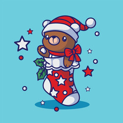 Cute christmas icon character with adorable socks vector