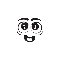 Happy Cartoon Eye In Vector .Black And White Surprised Eyes Expression