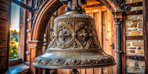 Fototapeta premium Vintage German Church Bell with detailed carvings and ornate design for stock photography