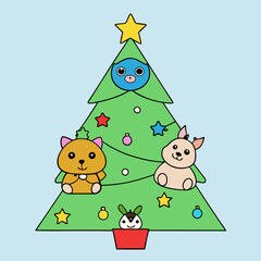 christmas tree with teddy bear