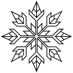 black and white snowflake line art