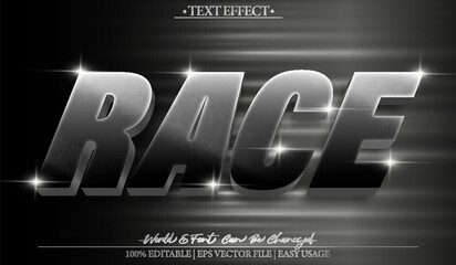 Race Vector Text Effect Editable Alphabet Car Speed Red Yellow Drive