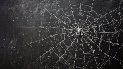 Obraz premium close up spider web on vintage black background for halloween party design