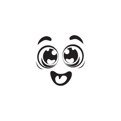 Happy Cartoon Eye In Vector .Black And White Surprised Eyes Expression