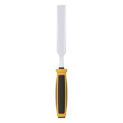 A chisel tool displayed vertically with a black and yellow handle. Vector illustration