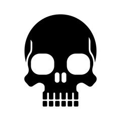 Black skull vector icon with a circular design on a white background