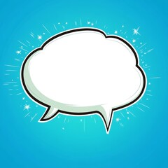 Fototapeta premium Blank speech bubble on a vibrant blue background for creative use.