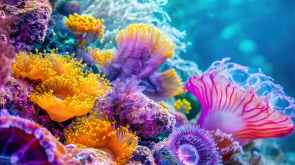 Fototapeta premium Vibrant Coral Reef Underwater Scene