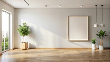 Minimalist interior design with blank wall for showcasing artwork or decor inspiration