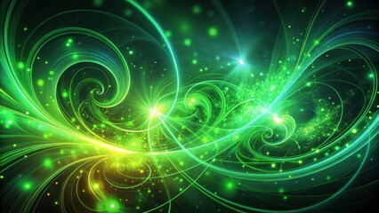 Green glowing abstract swirls with intricate light patterns in a mesmerizing design