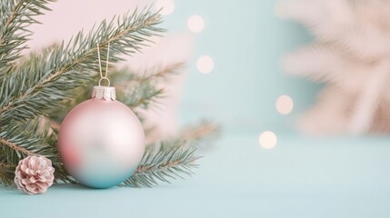 Obraz premium Christmas bauble on the pastel background