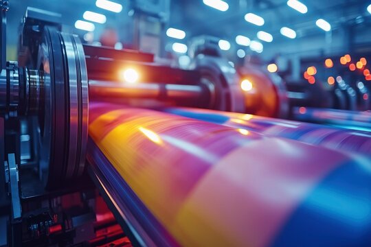 Close-up of a Printing Press with Paper Running Through it