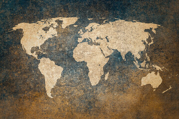 Old map of the world in grunge style. Perfect vintage background..