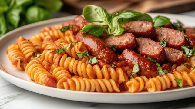 Savory Pasta with Sausages and Fresh Basil