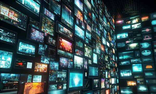 Wall of Screens - Digital Information Overload
