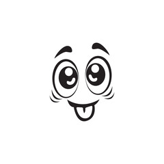 Happy Cartoon Eye In Vector .Black And White Surprised Eyes Expression
