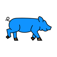 running pig farm line icon vector. running pig farm sign. isolated symbol illustration