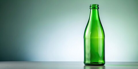 Blank green glass bottle for mockup or photography Worm's Eye View