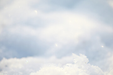 Soft Snowy Landscape with Delicate Snowflakes and Blurred Background in Winter