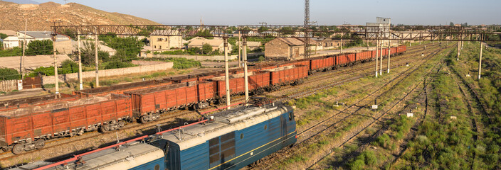 Construction works of train lines, newly built, renovated train lines, construction concept