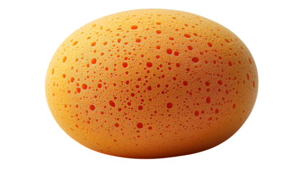 A vibrant orange sponge egg with distinctive pores, ideal for artistic or culinary themed projects.