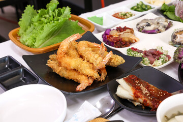 Fried food. Korean style fried shrimp