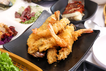 Fried food. Korean style fried shrimp