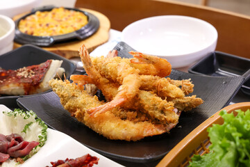 Fried food. Korean style fried shrimp